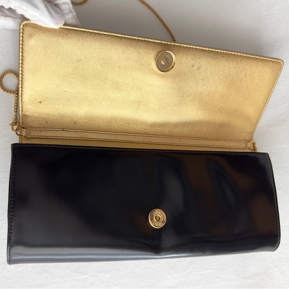 ✨VERSACE Crystal Medusa Icon Leather Clutch Bag With Strap Black Gold - Picture 12 of 17